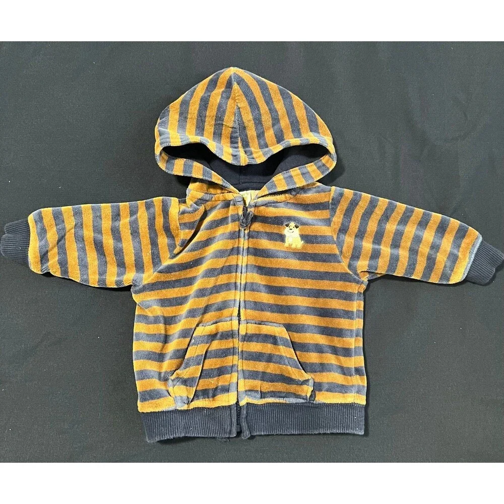 Carter’s Baby Hoodie Velvety Brown With dog Logo On Left Side 3 Months Old